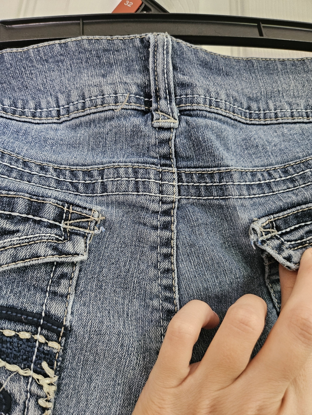 WallFlower Junior's Frayed Hem Jean Shorts - Blue - Picture 7 of 11